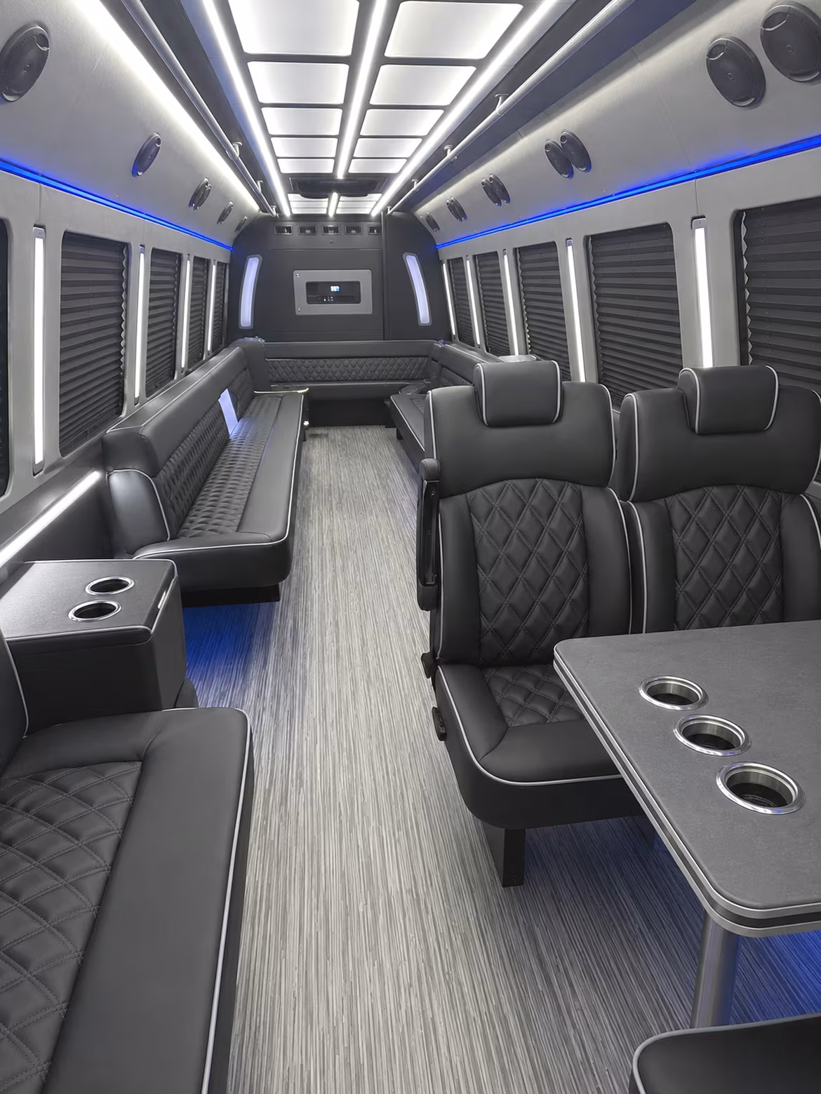 high point 25 passenger party bus inside