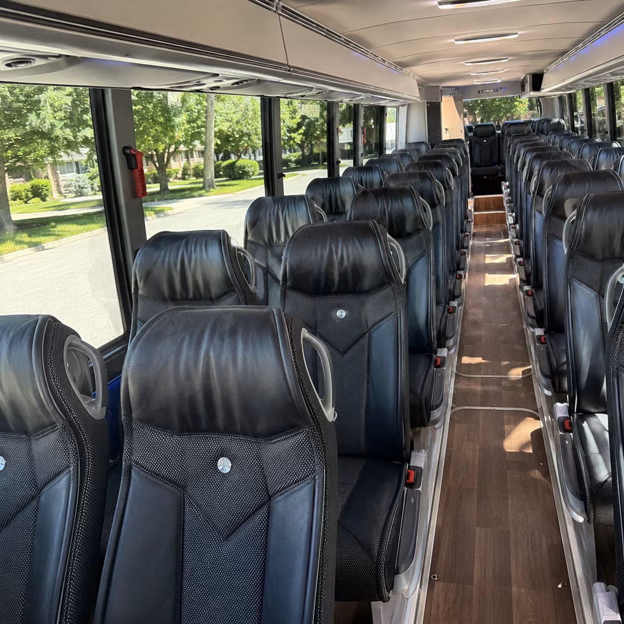 high point 40 passenger charter bus inside