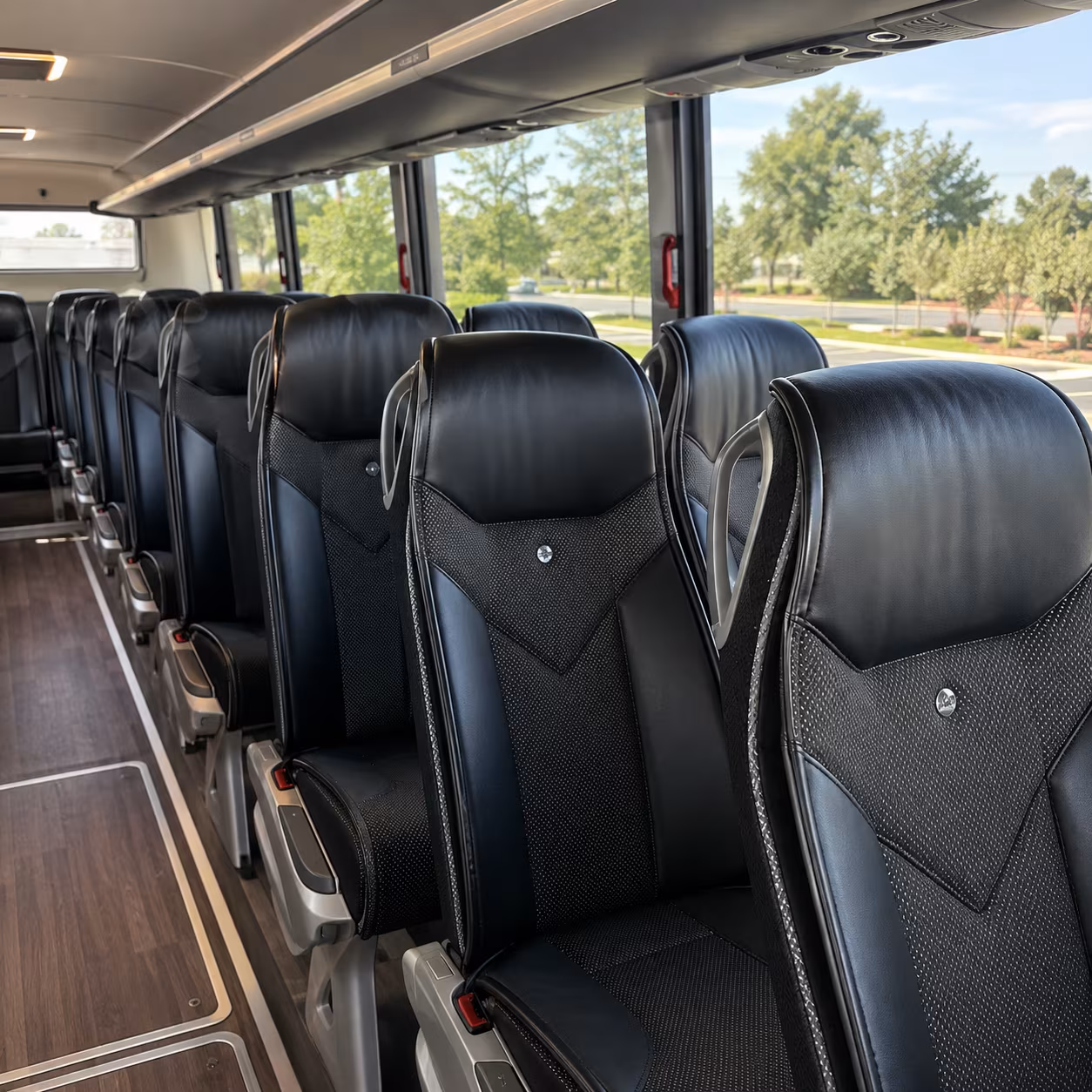 high point 45 passenger charter bus interior